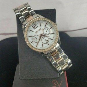 Geneva Stainless‎ Steel Jeweled Metal Banded Watch